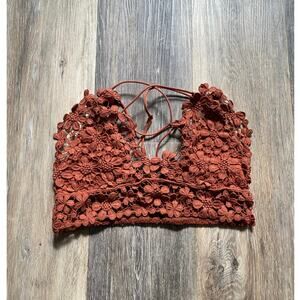 Lace Dainty Floral Orange Bralette Medium Fairy Boho Festival Y2K Strappy Girly